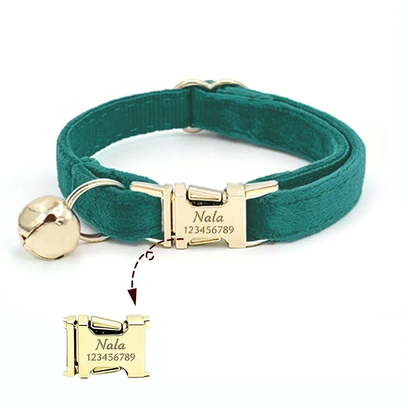Custom Name Tag Velvet Cat Personalized Engraved Pet Name For Cats Cat Supplies Cat Belt With Bell Pets