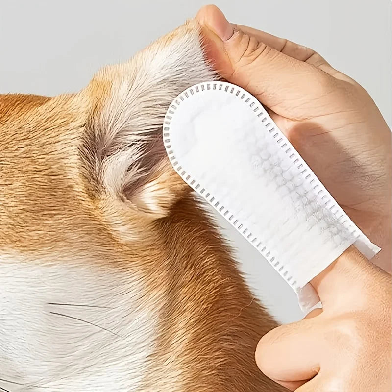 99Pcs Disposable Pet Finger Wipes for Dogs Cats, Teeth Cleaning Tartar Removal, Ear Care & Fresh Breath Pet Grooming Wipe