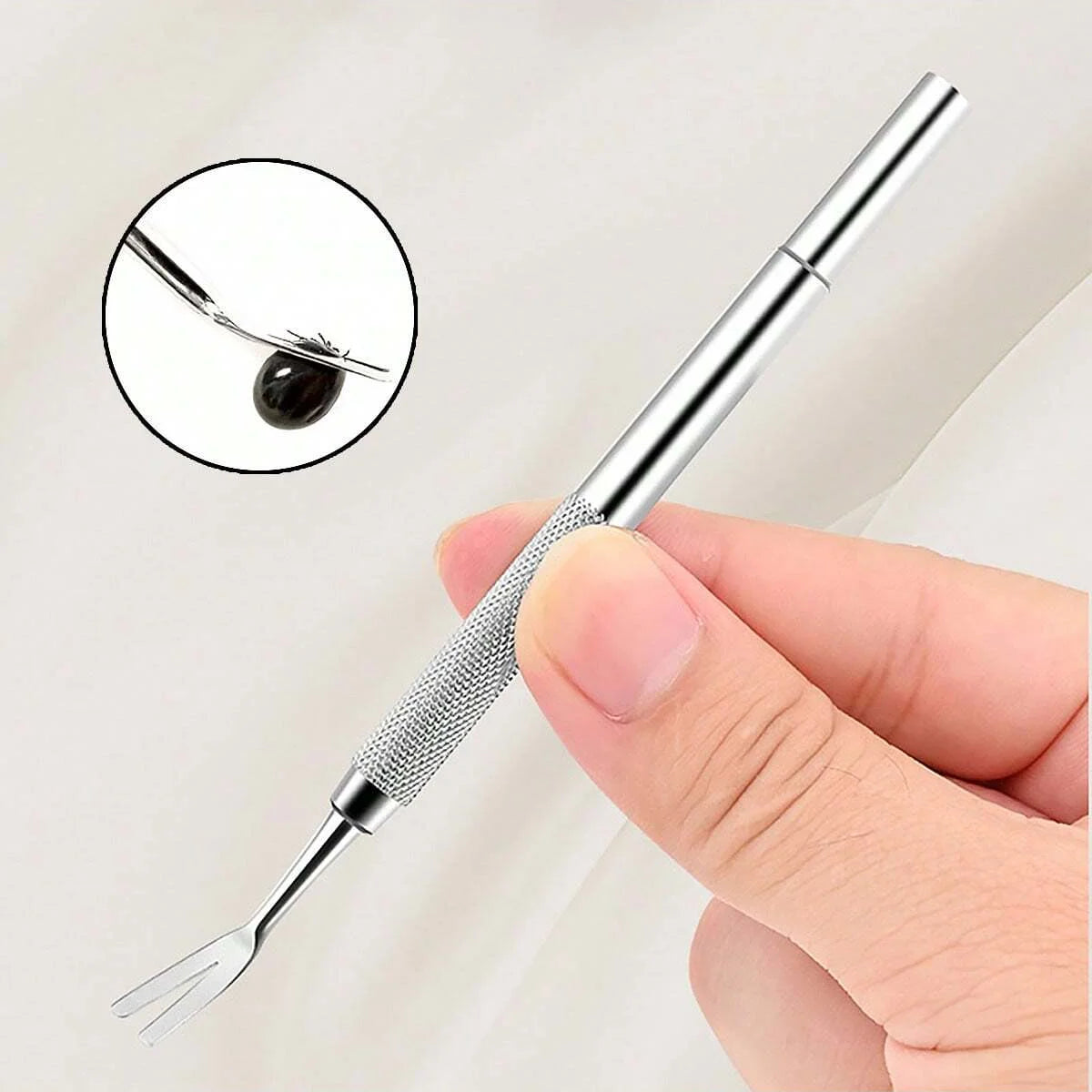 1pc-Stainless steel tick fork removal tool - effective pet flea and tick removal tweezers for dog care and cleaning
