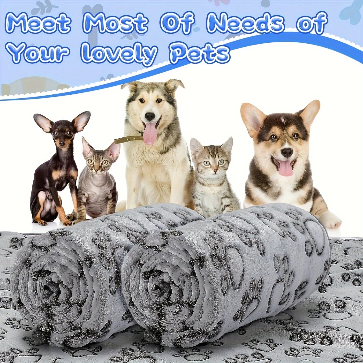Soft Fluffy Pet Blanket Cute Cartoon Print Warm Comfortable Dog Cat Bed Mat High Quality Pet Sleeping Cover Blanket Pet Supplies