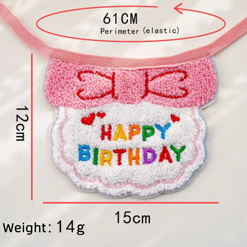 2025 Pet Birthday Hat Scarf Set Adjustable, Cat/Dog Birthday Supplies Mini Pet Saliva Towel Cat/Dog Supplies