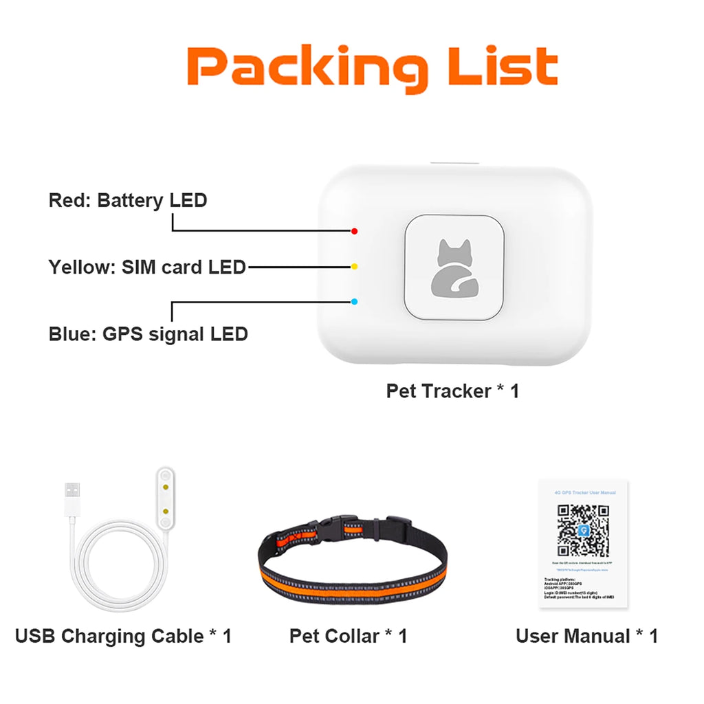 Pet GPS AGPS Tracking Device 4G Pet GPS Tracker Collar SOS Geofence Historical Track Health Data Monitoring for Cats and Dogs