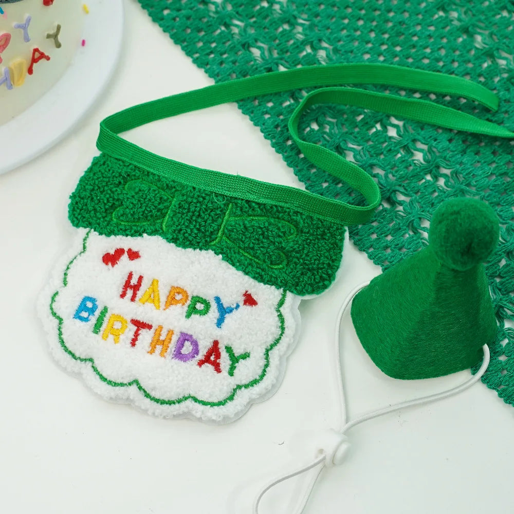 2025 Pet Birthday Hat Scarf Set Adjustable, Cat/Dog Birthday Supplies Mini Pet Saliva Towel Cat/Dog Supplies