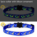 Pet Collar Cat Dog Gold Color Stars and Moon Pet Collar with Bell and PP Material Separate Luminescence Safety Buckle Solid Safe