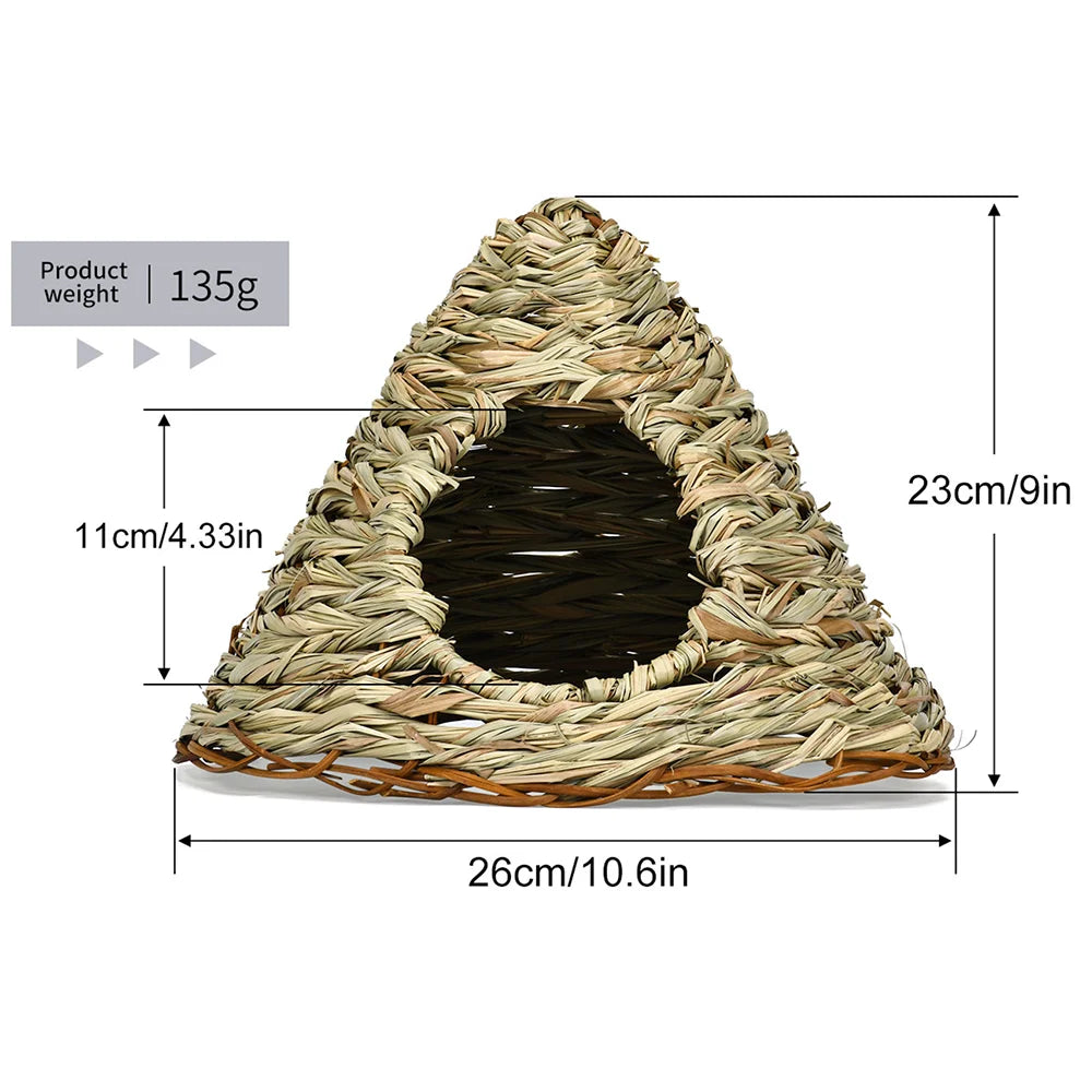 Hamster House Handmade Straw Cage Golden Bear Guinea Pig Hammock Basket Hamster Cage Small Pet Nest Bed Small Pet Supplies