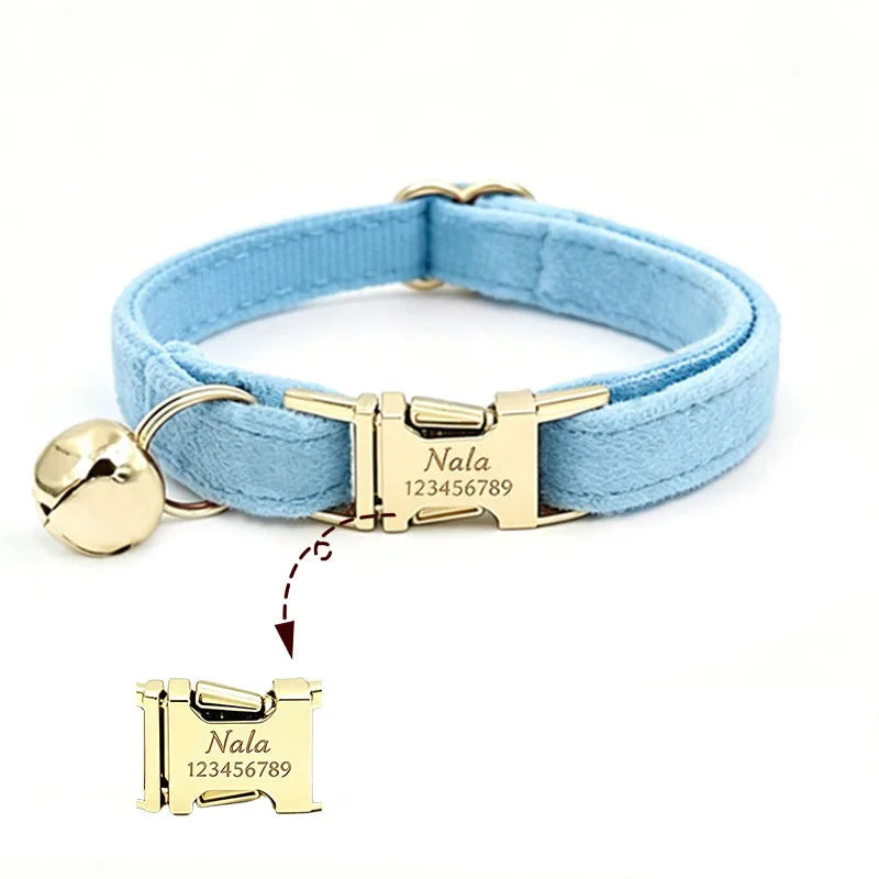 Custom Name Tag Velvet Cat Personalized Engraved Pet Name For Cats Cat Supplies Cat Belt With Bell Pets